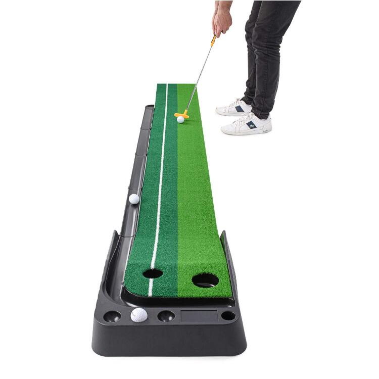 Wood Golf Putting Green Mat with Auto Ball Return System Mini Golf Game Practice Equipment and Golf Gifts for Men Home Office Backyard Indoor Outdoor