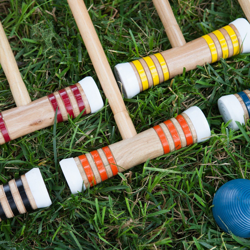 Wooden Deluxe Croquet Game Set - 6 Player - with Wooden Stand