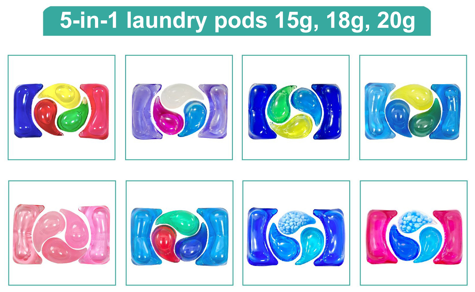 5-i-1 vaskeri pods 15g, 18 g, 20 g