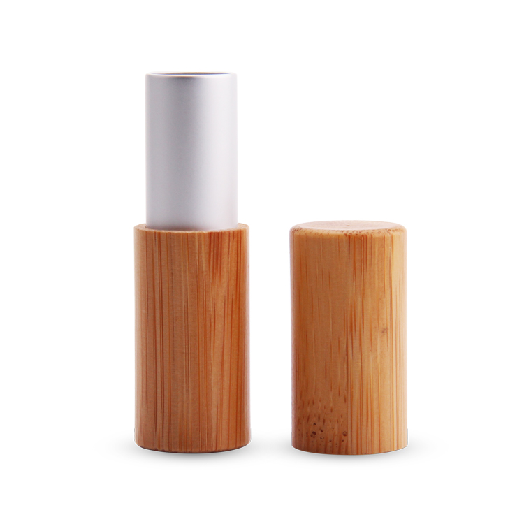 Bambú de madera vacío contenedor de bambú de plata vacío tubo de brillo de labios tubo de bálsamo de labios de bambú