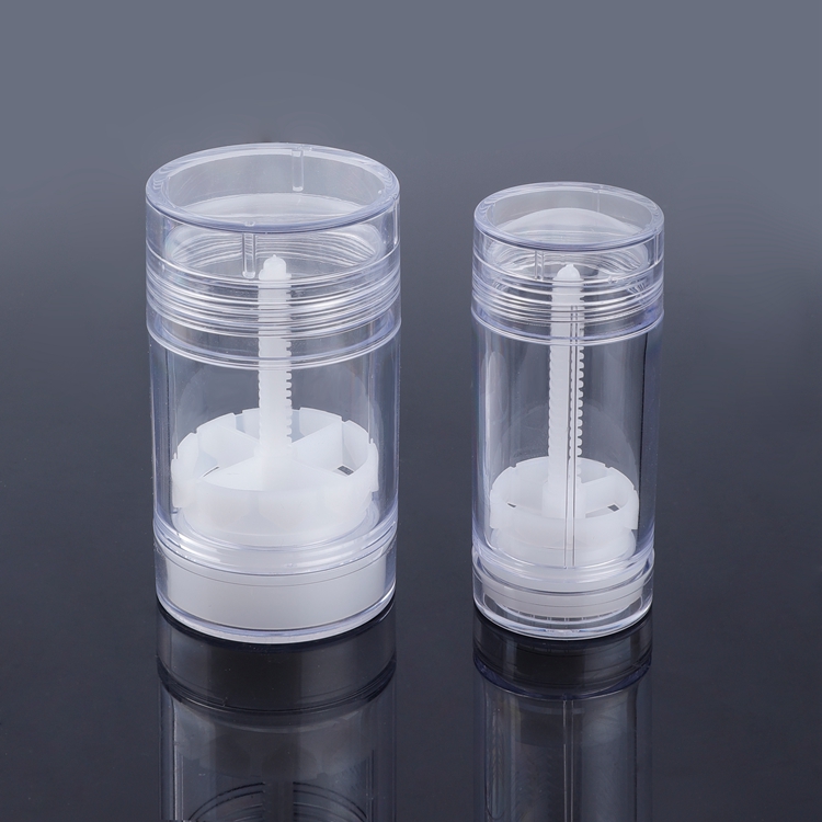 Suministro de fábrica Buena calidad Impresión personalizada Transparencia Biodegradable Forma redonda Twist Up Vacío 30ml 50ml 75ml Desodorante Stick Container 15ml