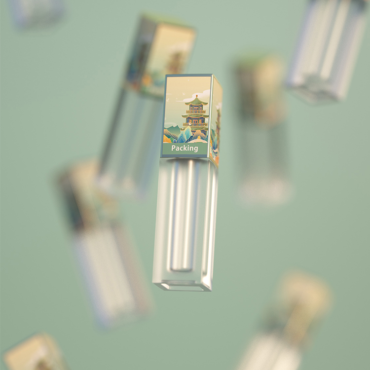 Tubos de brilho labial personalizados transparentes com logotipo personalizado de alta qualidade e ecológicos com bastão