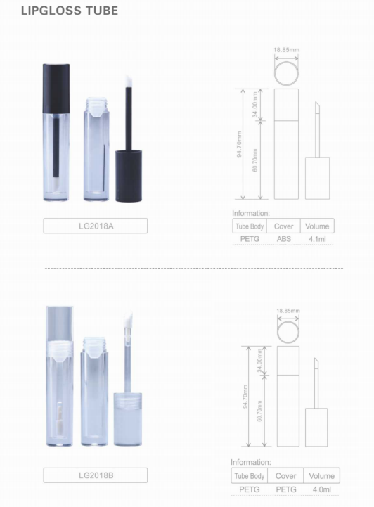 tubos de brillo de labios y etiqueta personalizada de caja