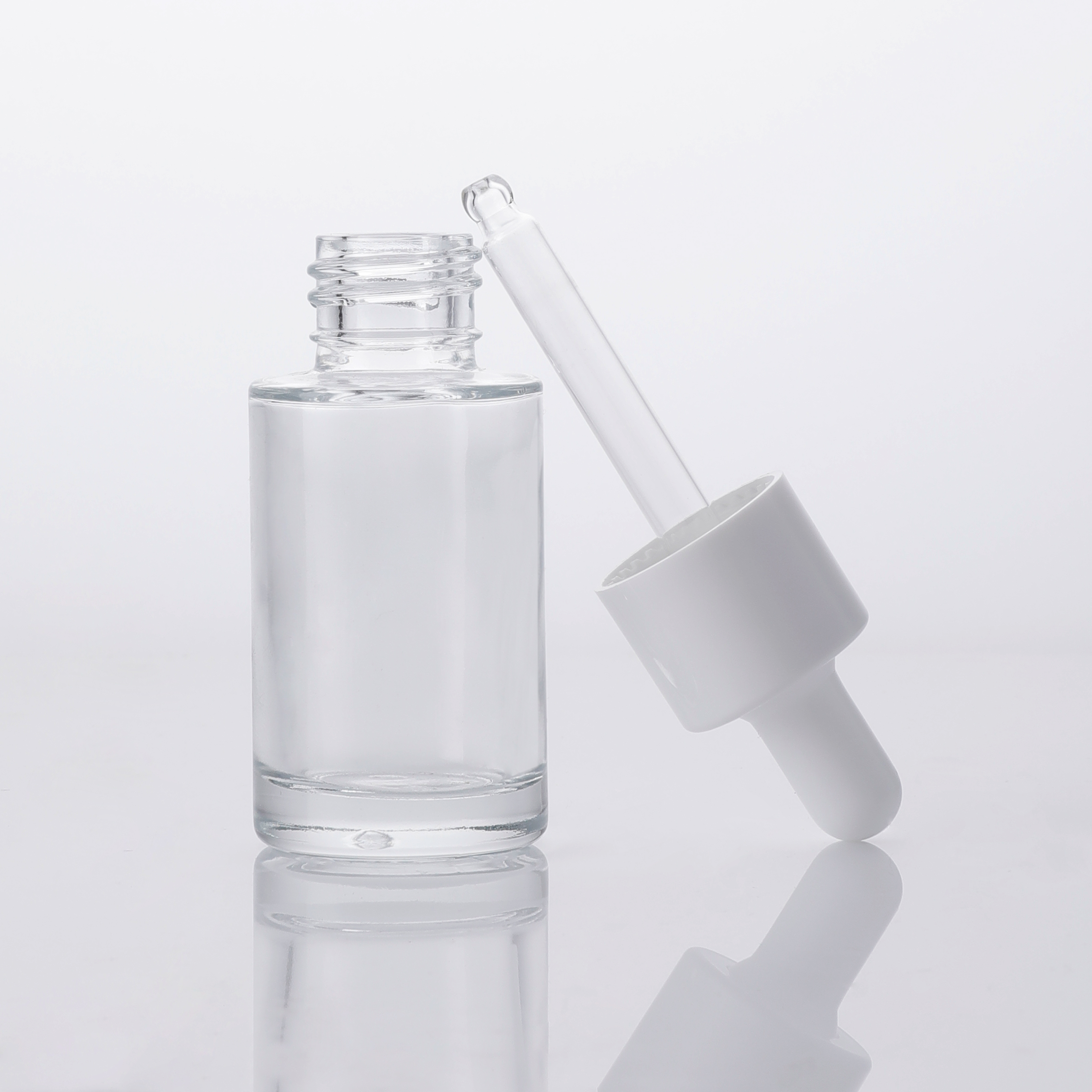 Redondo de lujo transparente vacío 10ml 15ml 20ml envase dispensador de vidrio líquido cuentagotas botella de embalaje 