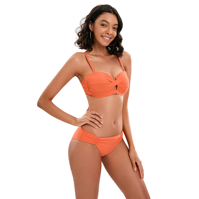 Drappte Bandeau Bikini Set