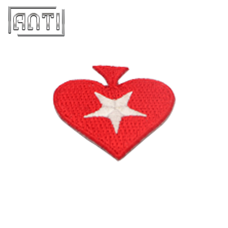 Wholesale Embroidered Patches Heart Shape Clothing Embroidery Patch Red Heart Patch