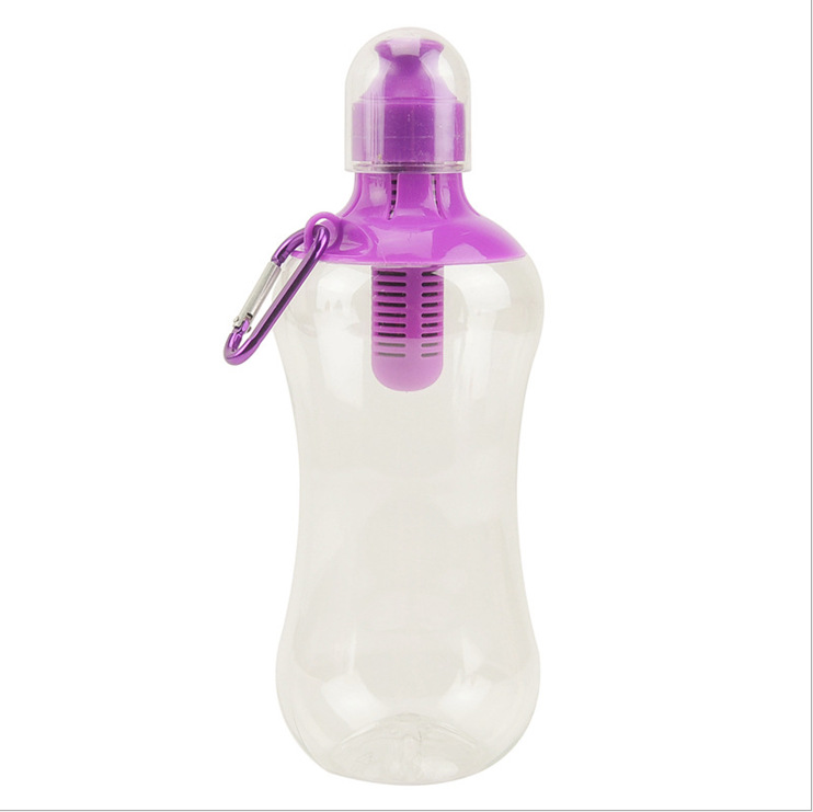 Bpa free plastic shaker water filter bottle for Camping, Hiking and Travel