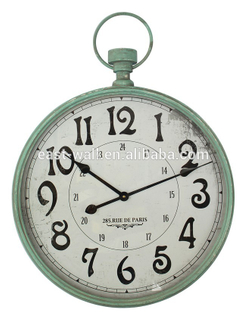 antique light green large metal wall clocks with MDF
