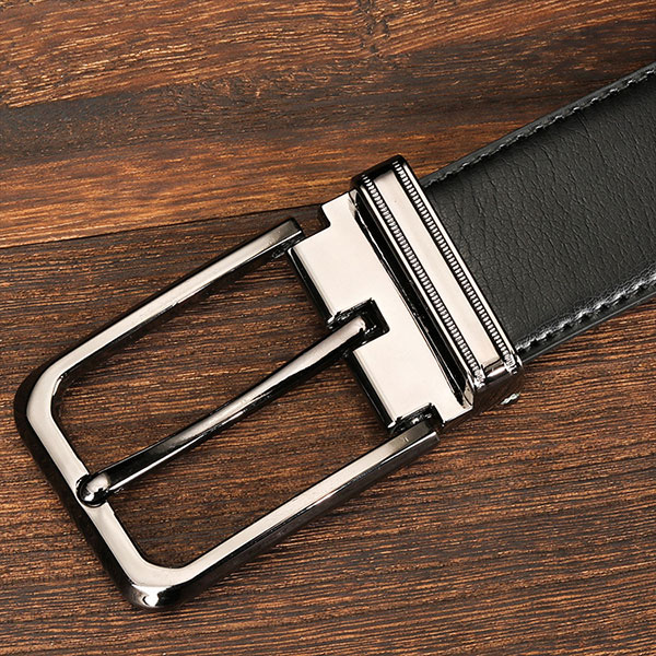 Men's double-sided leather pin buckle belt