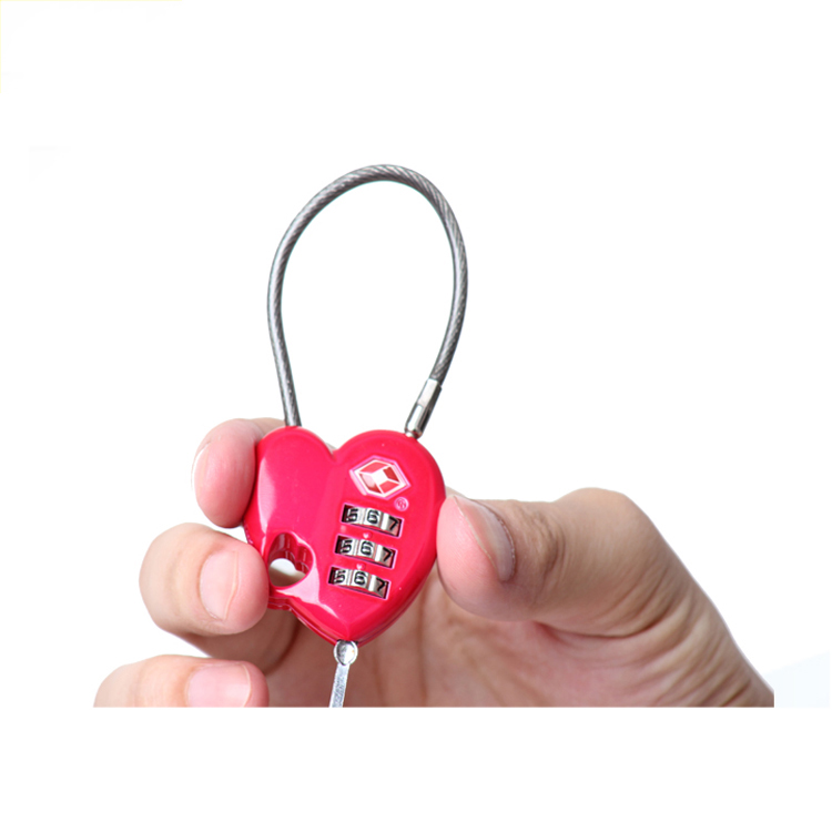 13325 Love Heart Shaped 3 Digit TSA Combination Luggage Lock