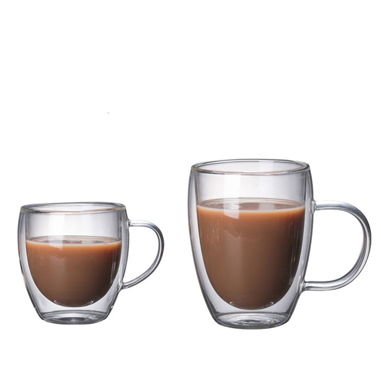 Double Wall Transparent Clear Egg Shaped Glass Coffee Cup