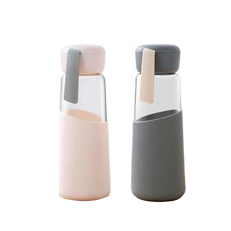 400ml Portable Outdoors Drinking Glass Water Bottle with Silicone Sleeve