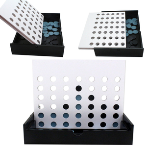 Wooden 4 in A Row Board Games Line Up Connect 4 Games for Travel Board Games Foldable Classic Family Fun Toy for Kids and Adults