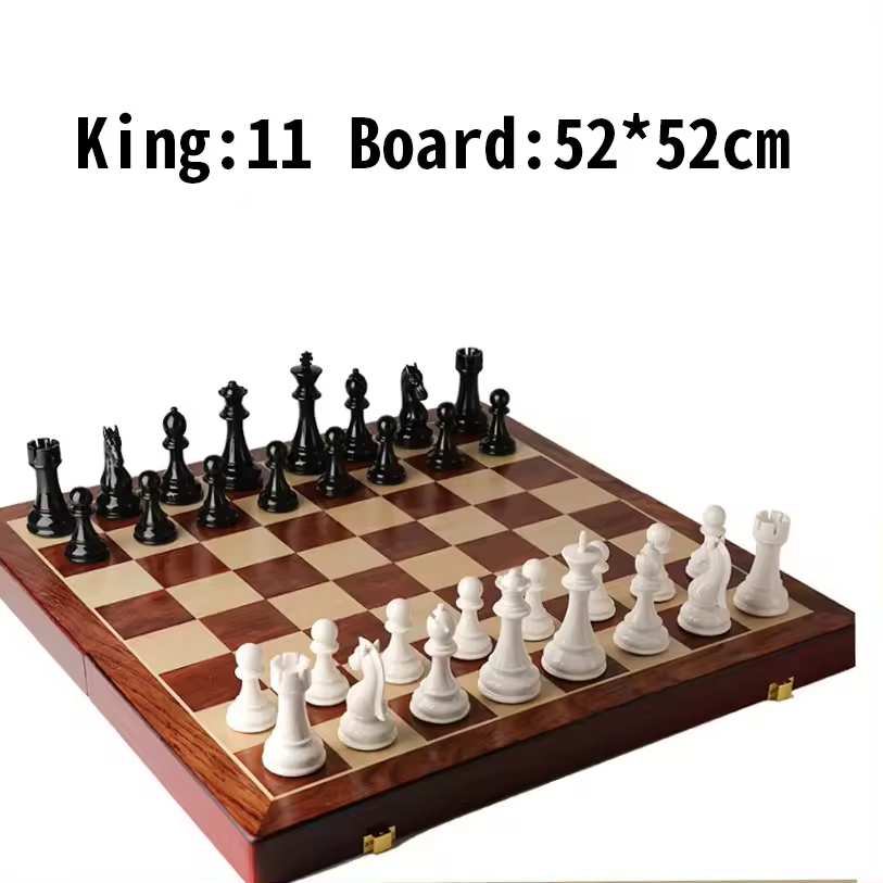 Luxury Magnetic Wooden Chess Sets Pure Copper Pieces Set Foldable Wooden Chess Set Board Handmade Portable.