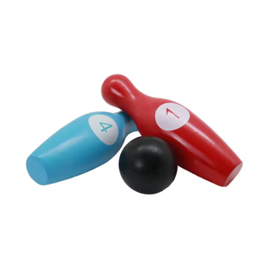 10 Colorful Wooden Bowling Pins and 2 Wooden Balls for Indoor & Outdoor Sports Bowling Games