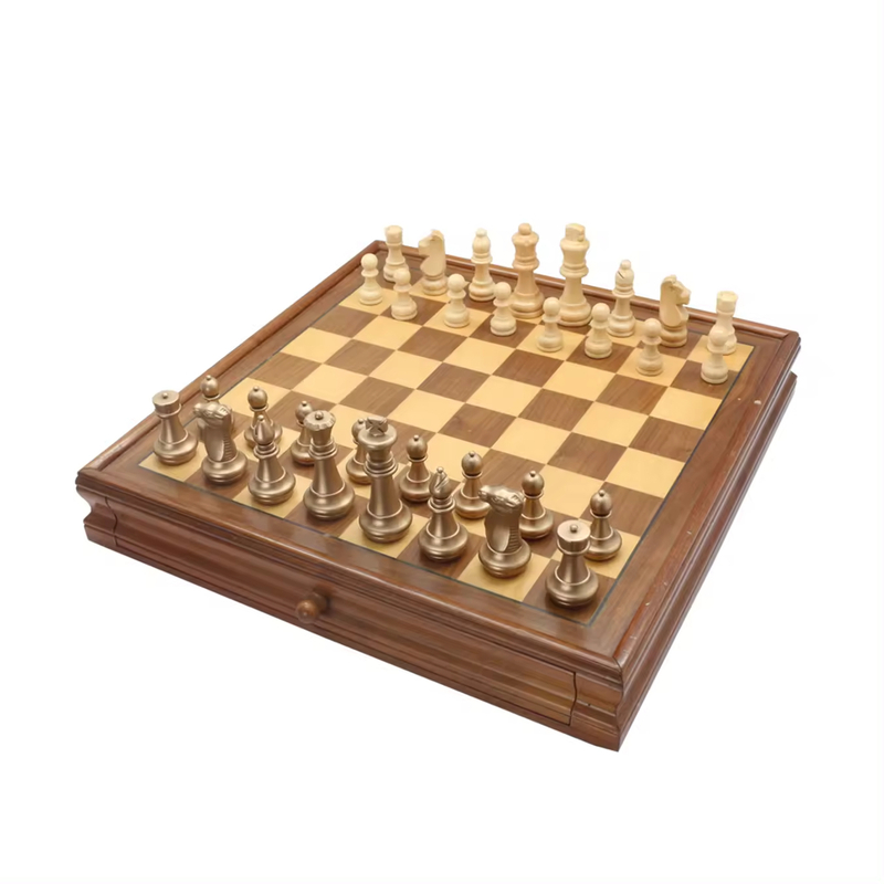 15 inch Wooden Chess Board Game Set with Drawer Classic Portable Travel Chess Set.