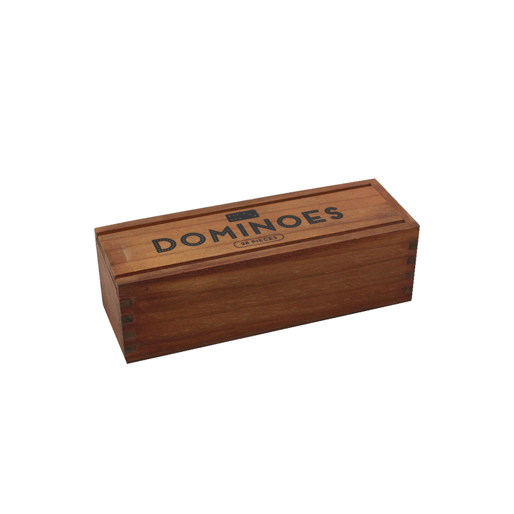 28 Tiles Double 6 Dominoes (Pips/Dots) Game Set - Jumbo Tournament Size Dominos with Dark Oak Wood Case