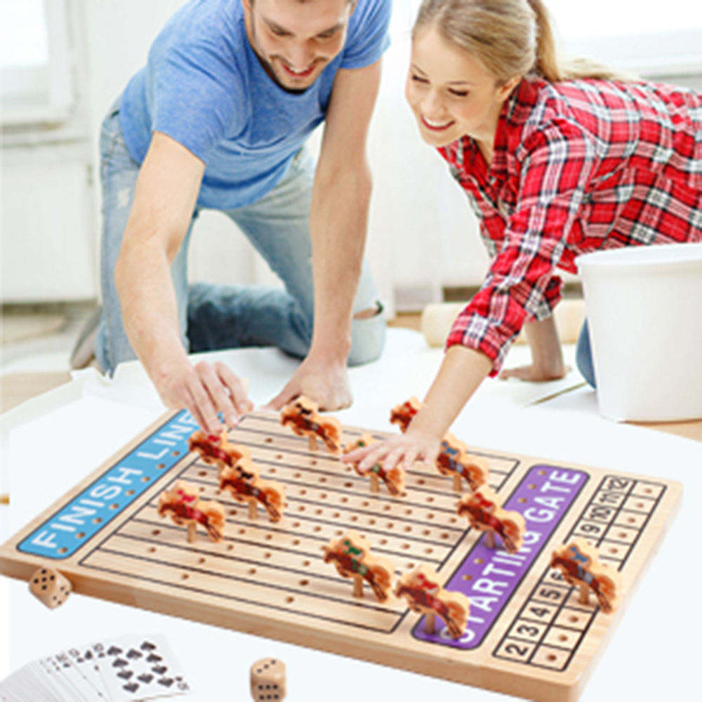 Wood Metal Horses Thickened Finish LINE Large Luxury with Cards Dice Classic Horseracing Game top toys Horse Racing Game Board