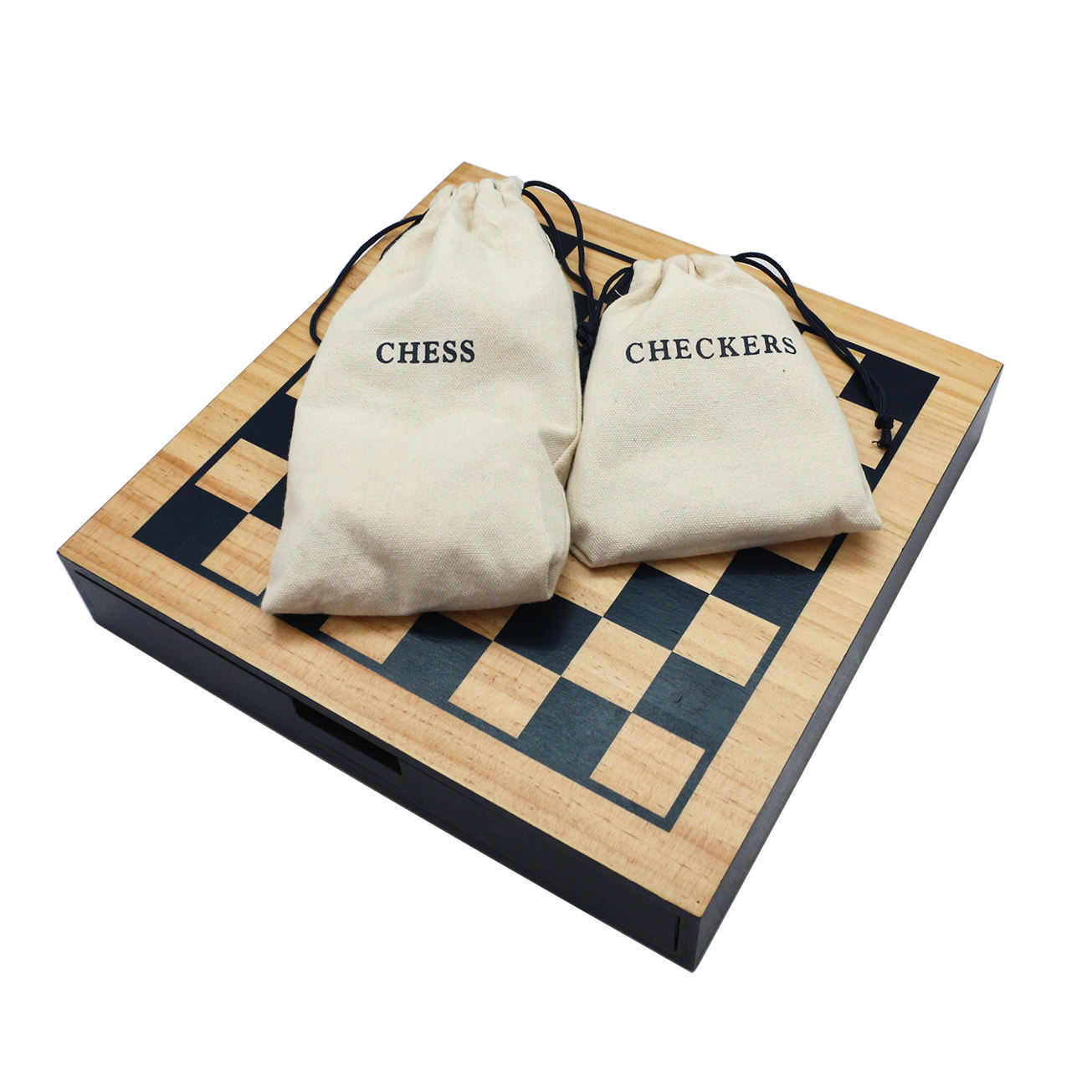  Chess Checkers 2 Games in 1 Custom Manufacturer 12" Wooden Game Set with Drawer Wooden Chess Board Chess Pieces Chessboard.