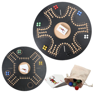  Original Classic Board Marble Game Double Sided Painted 2 to 6 Player Wooden Table Game for Parties Foldable Game Set