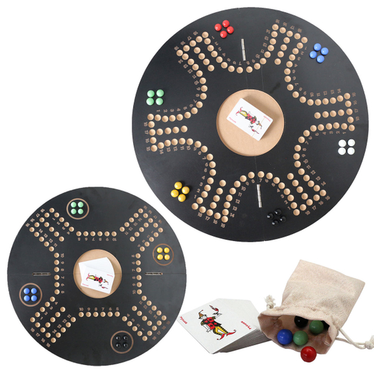  Original Classic Board Marble Game Double Sided Painted 2 to 6 Player Wooden Table Game for Parties Foldable Game Set