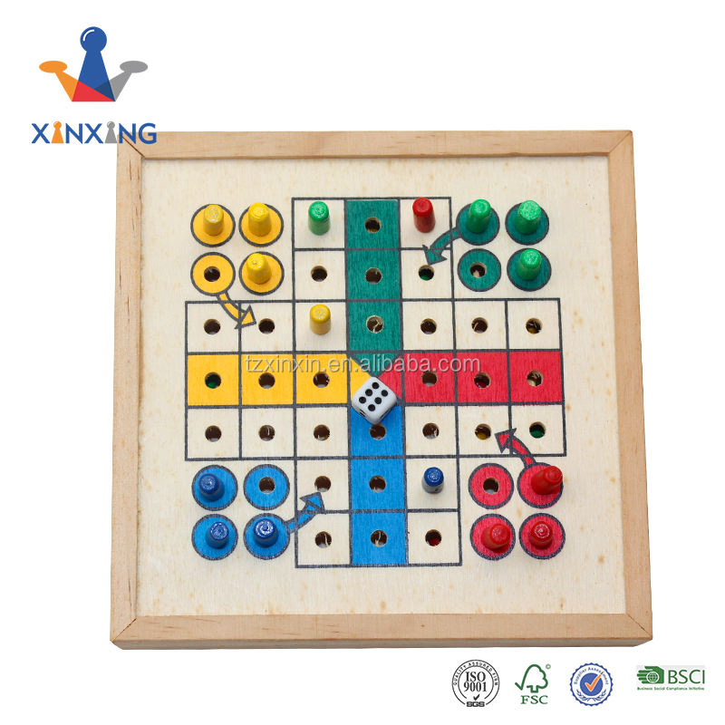 Mini Travel Indoor wooden game Ludo board game for promotion gift Chinese flying chess set。