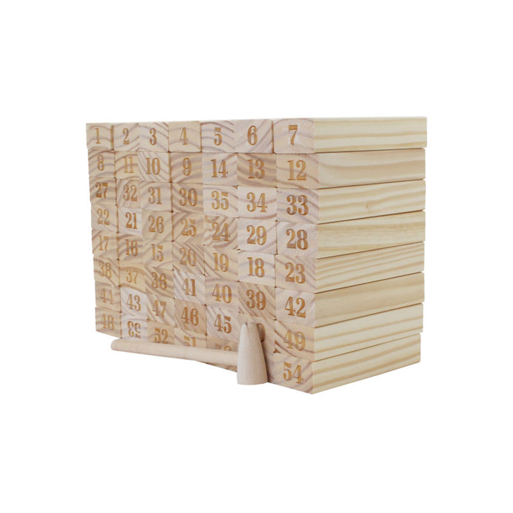 56PCS Giant Outdoor Tumbling Tower Game Set Customized Wooden Blocks Stacking With Numbers On Yard Game for Kids Adults.