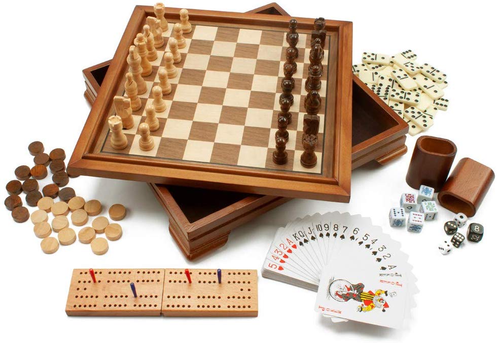  Deluxe 7-in-1 Multifunction Board Games Set - Chess - Backgammon Etc.