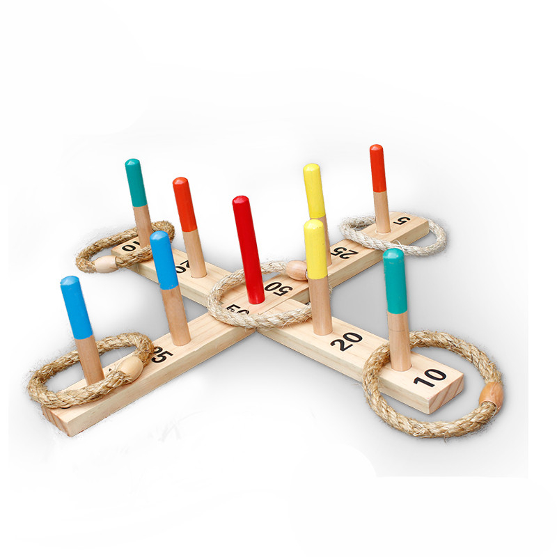 Ring Toss Games Set Family Outdoor Yard Games for Kids and Adults Includes 5 Rope Rings