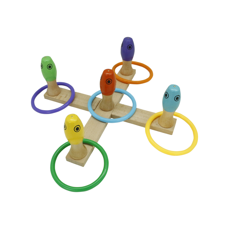 3 in 1 Ring Toss Game Wooden Fishing Game Bowling Toys Set Wood Game Set
