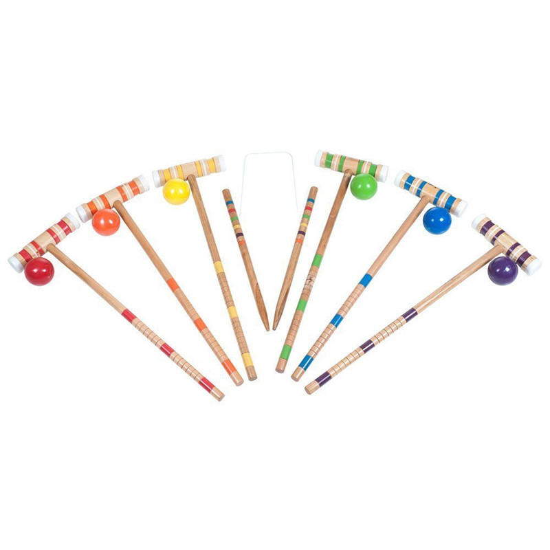 Wooden Deluxe Croquet Game Set - 6 Player - with Wooden Stand