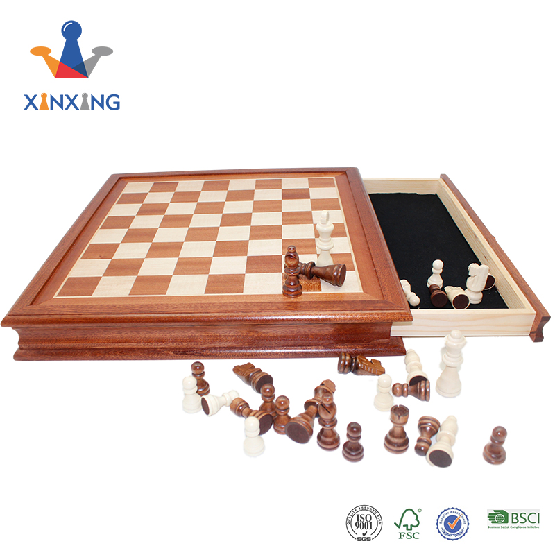 Drawer Type Wooden Chess Box with Exquisite Pieces Suitable for Children And Adults
