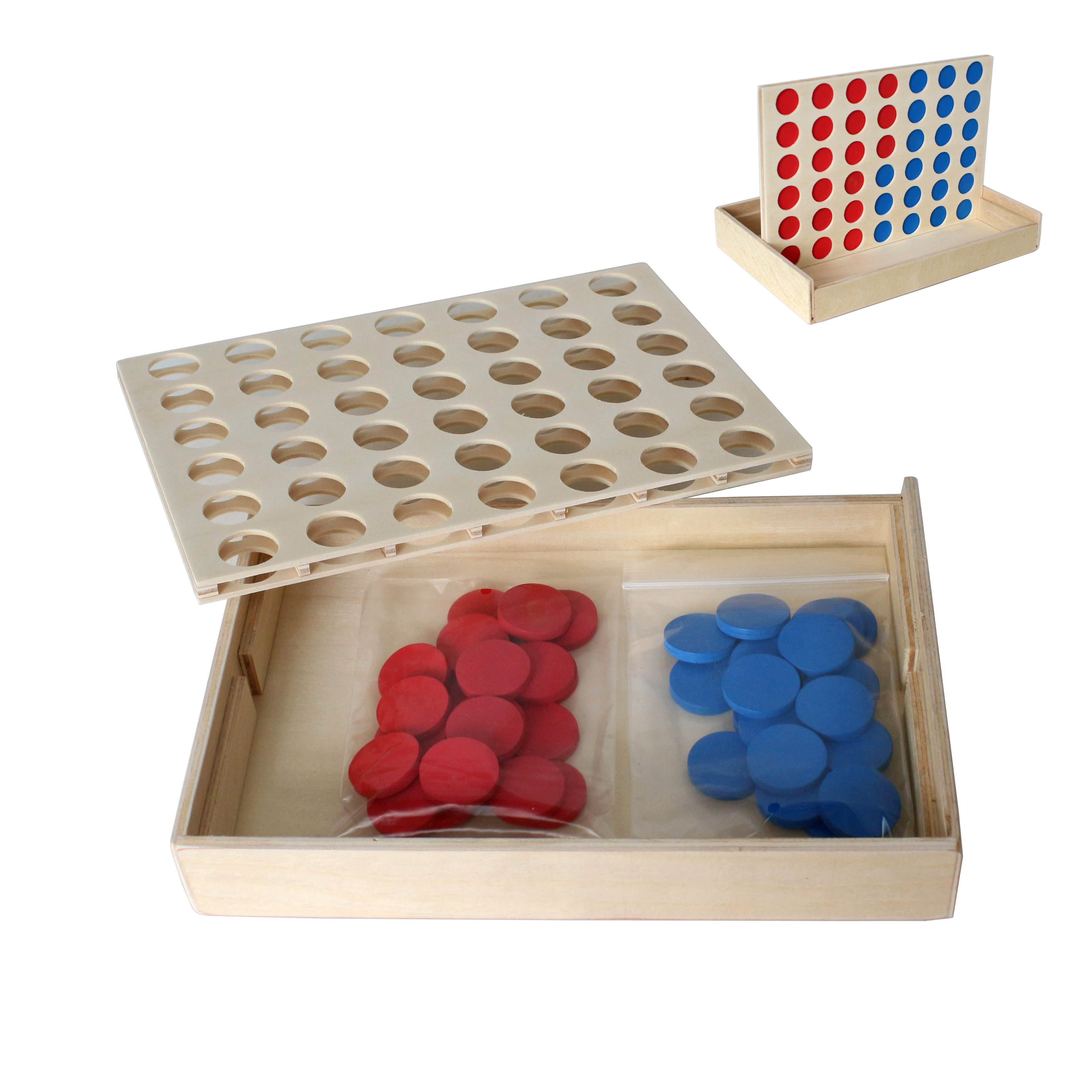 4 in A Row Wooden Board Game Foldable Line Up 4 Classic Family Toy Educational Toy for Kids And Family