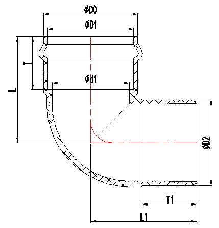 PVC koleno 90 stupňů FS, s gumov&yacute;m kroužkem