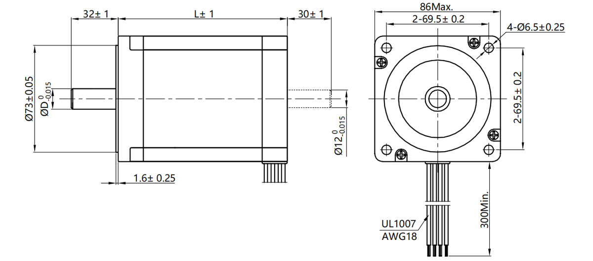 NEMA 34 Step Motor Boyutu