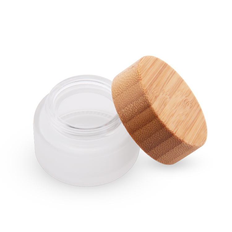 Tarro de vidrio de 30ml, 50ml, 100ml, envases de cosméticos, tapa de bambú, recipiente para crema facial, tarro de crema de vidrio con tapa de bambú