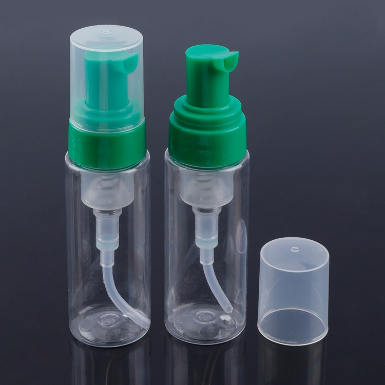Ecológico Impresión personalizada Resorte incorporado 28/410 32/410 Pequeña capacidad 0.3cc Plástico vacío Transparencia Espuma Dispensador de jabón de manos Botella con bomba