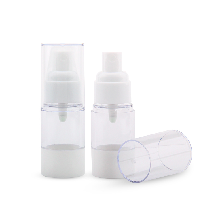 Fabricación de envases cosméticos personalizados al por mayor 15ml 30ml botella de spray sin aire de plástico blanco 50ml