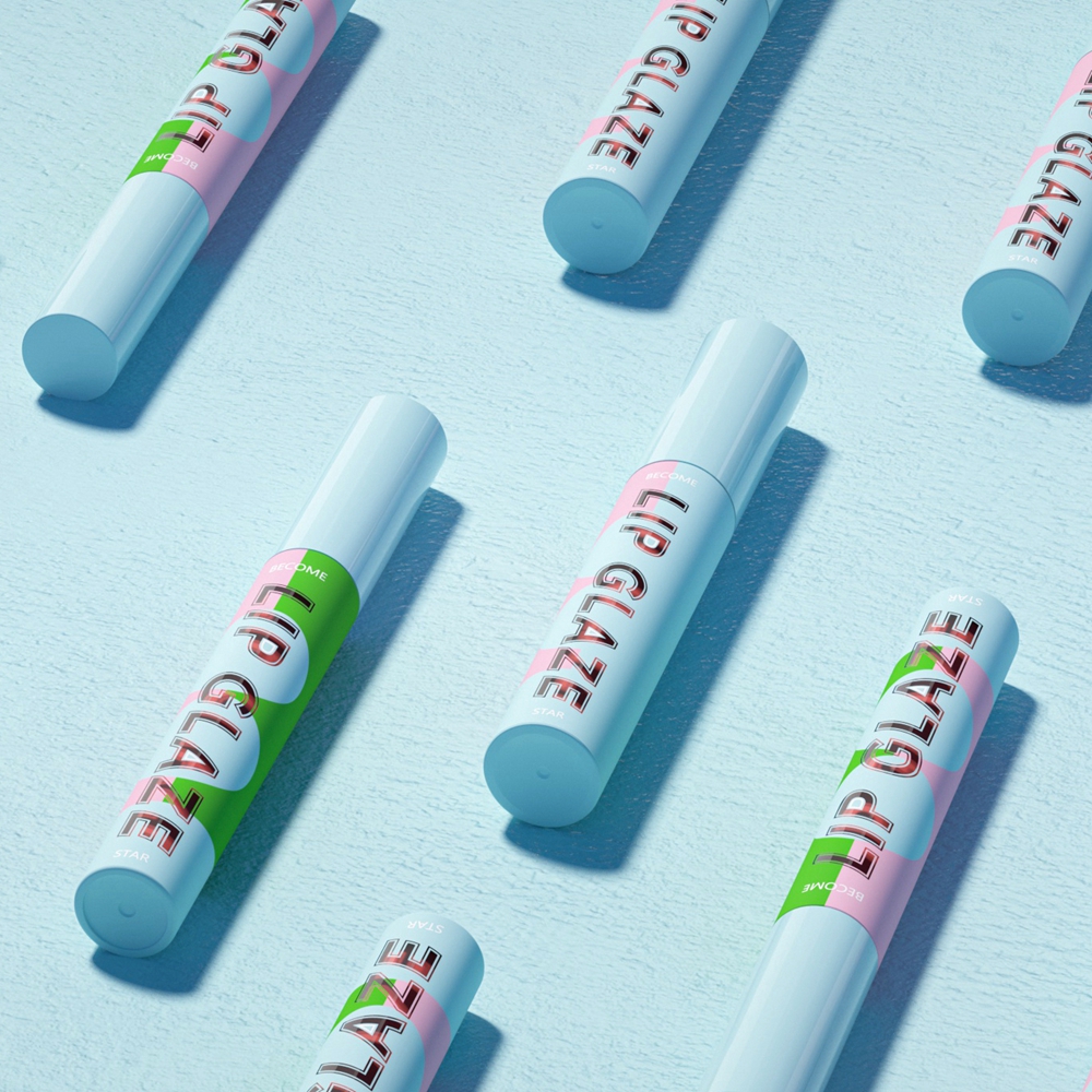 Recipiente de esmalte labial vazio requintado 4 ml PETG logotipo personalizado Tubo de brilho labial com pincel