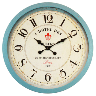 Simple Style Blue Retro 24 Hour Rustic Premium Wall Clock of home office