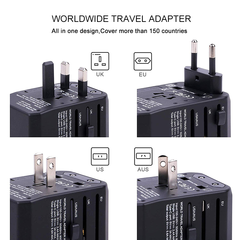 4USB Universal travel adapter with Type C