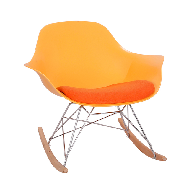 Comfortable Plastic Backrest Natural Wood Legs Arm Chair Matte Finish