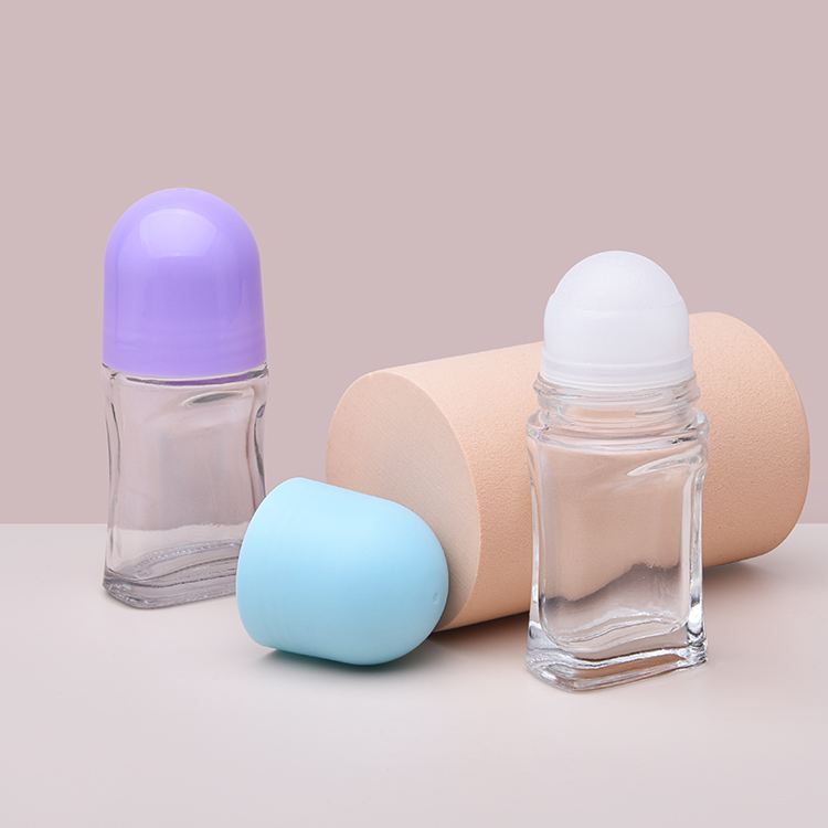 Clear Body Deodorant Glass Bottle, Customm Colored Glass Roll on Bottle Cap, 2 Oz Glass roll on Bottles for Sale 