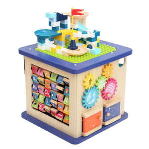 Wooden Toy Cube Bead Maze Alphabet Shape Matching Numbers Blocks Knocking Piano Musical Toys Clock Door Open Close Toy Car