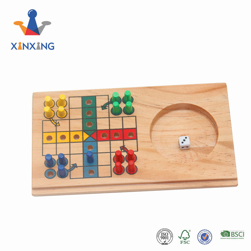 Mini Travel Indoor wooden game Ludo board game for promotion gift Chinese flying chess set.