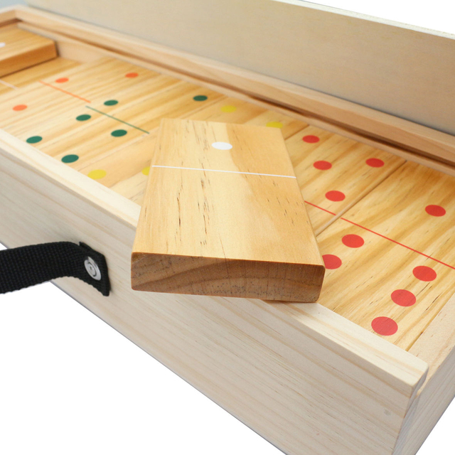 Wooden Dominoes with Multi-Color Dots 28 Piece Wood Domino Game Set for Kids Adults Family Outdoor Lawn Yard Games
