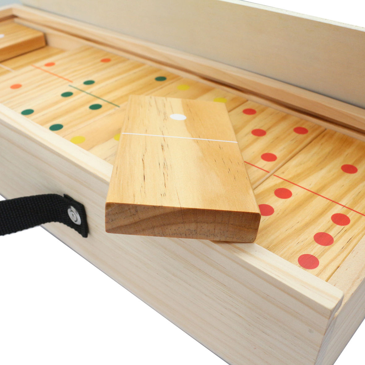 Wooden Dominoes with Multi-Color Dots 28 Piece Wood Domino Game Set for Kids Adults Family Outdoor Lawn Yard Games
