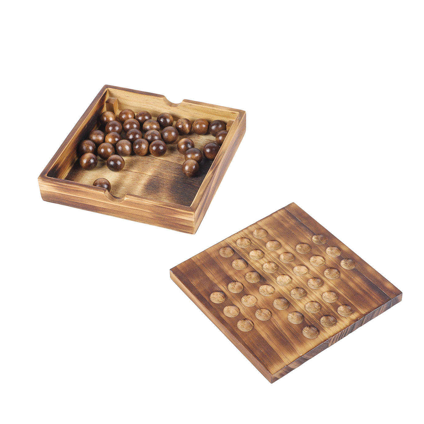  3 Wooden Board Games in 1 Set Education Toy Toe-Coffee Table Decor Wholesale Tic Tac Toe XO Peg Solitaire Double 6 Dominoes.