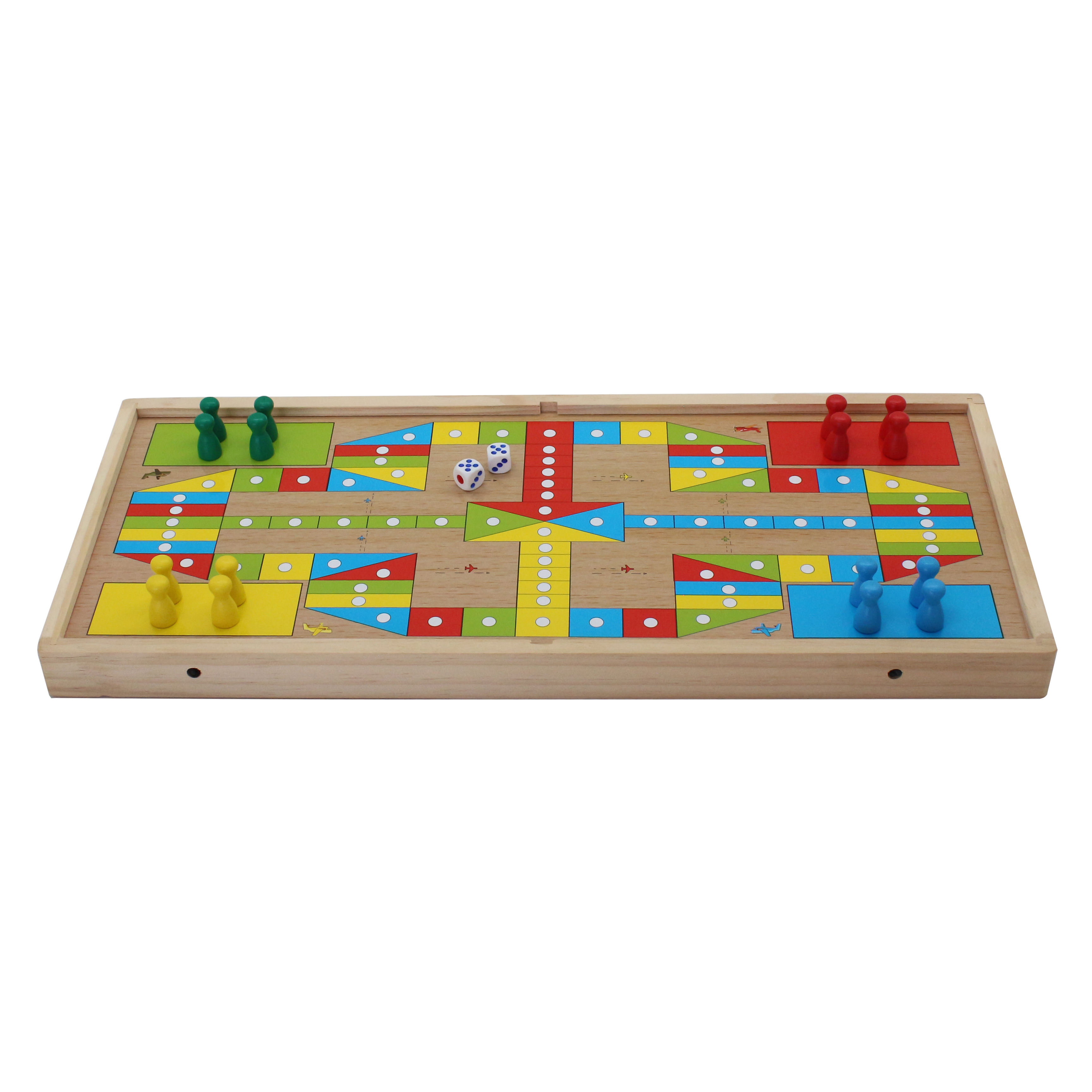 Wooden 2 in 1 Game Board Sling Puck Flying Chess Game Carpet Airplane Flight Chess Family Party Game Toy