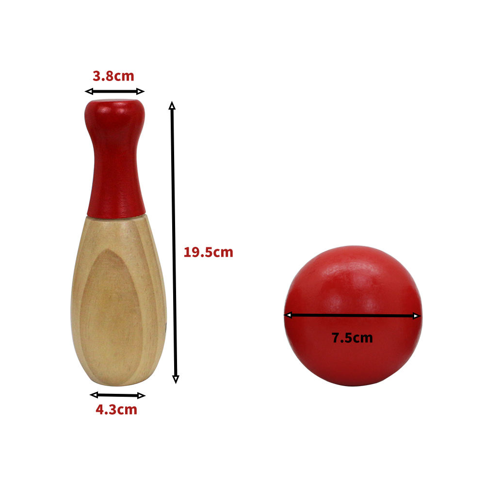 Backyard Lawn Bowling Game Family Fun for Kids and Adults 10 Wooden Pins, 2 Balls
